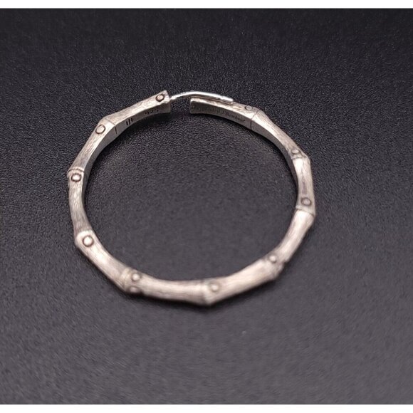 John Hardy Sterling Silver Satin Bamboo Hoop Earrings 1.25" - Picture 10 of 10